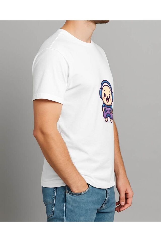 Tişört Unisex (Oyun Kolu) Erkek Beyaz - L