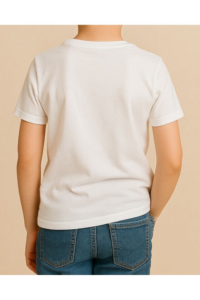 Tişört Unisex Çocuk (Penguen) Erkek Beyaz - S