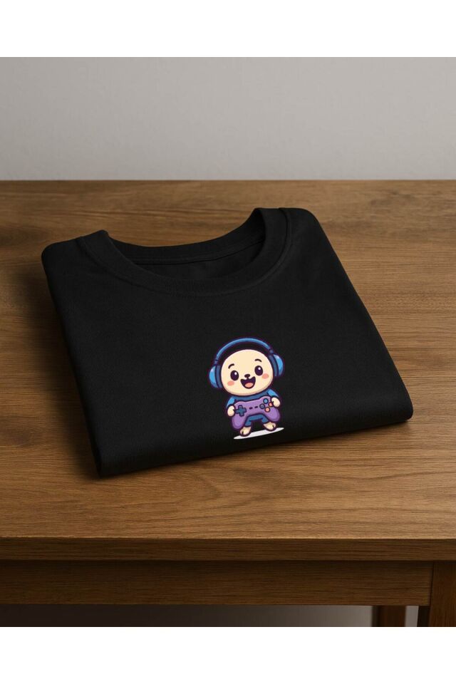 Tişört Unisex (Oyun Kolu) Erkek Si̇yah - 2XL