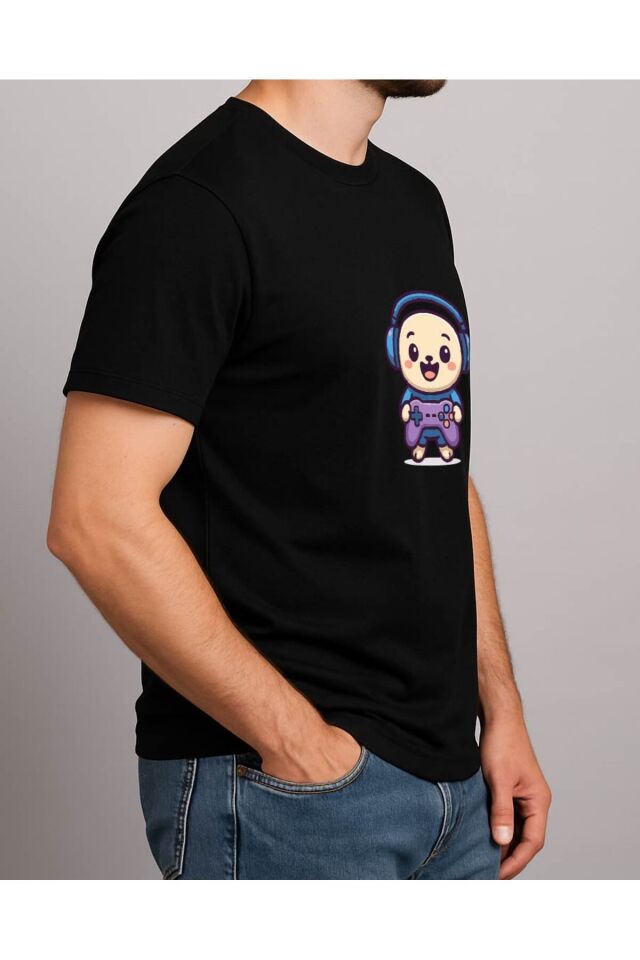 Tişört Unisex (Oyun Kolu) Erkek Si̇yah - 2XL