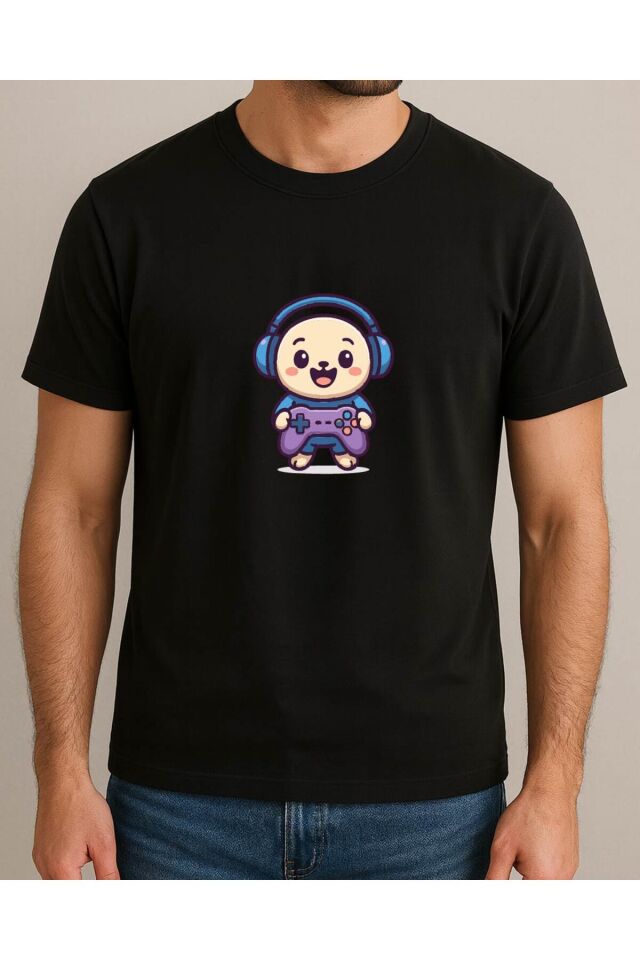 Tişört Unisex (Oyun Kolu) Erkek Si̇yah - 4-5 Yaş