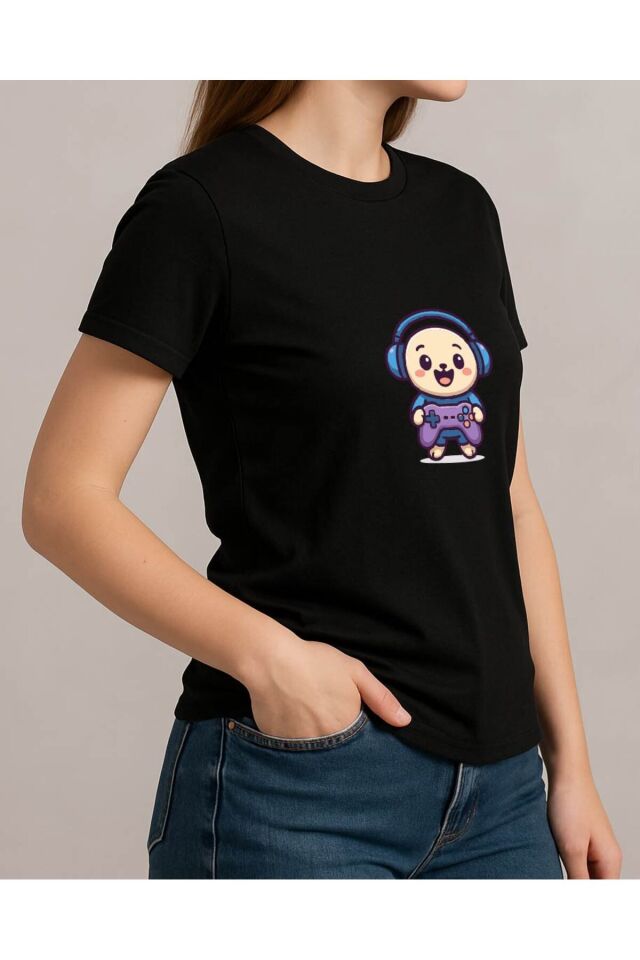 Tişört Unisex (Oyun Kolu) Kadin Si̇yah - M