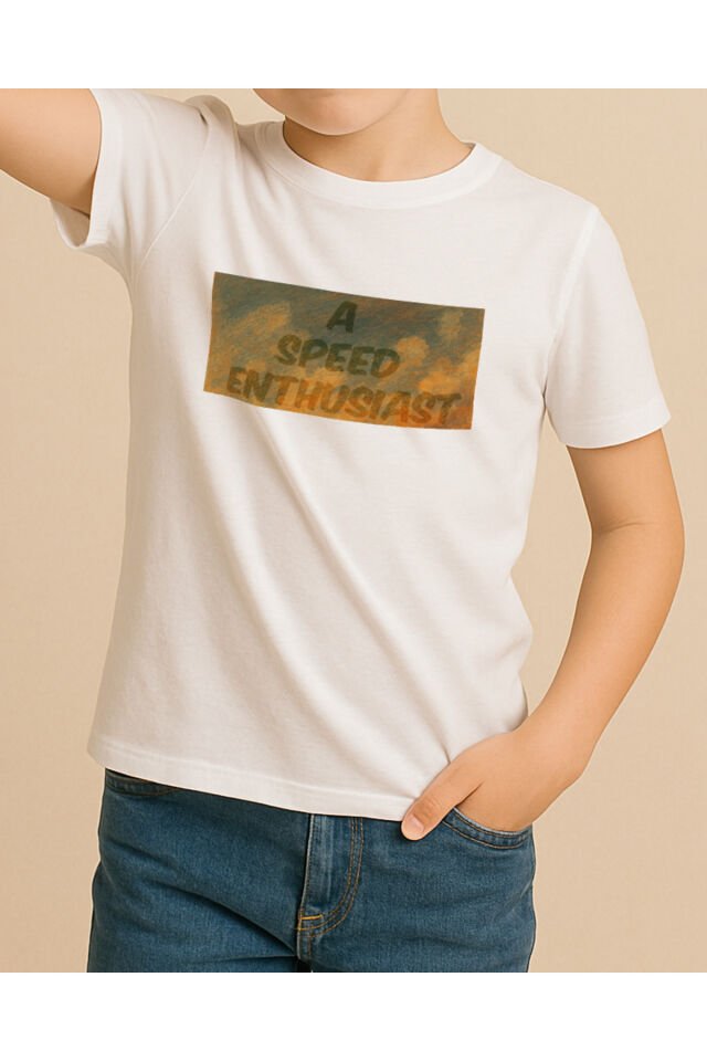 Tişört Unisex Çocuk (Araba1) Beyaz - M