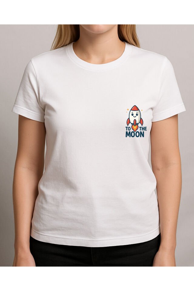 Tişört Unisex (Roket) Kadin Beyaz - M