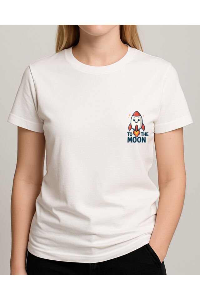 Tişört Unisex (Roket) Kadin Beyaz - XL