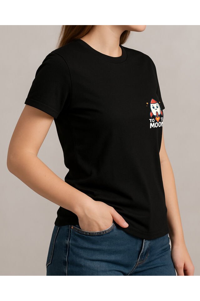 Tişört Unisex (Roket) Kadin Si̇yah - S