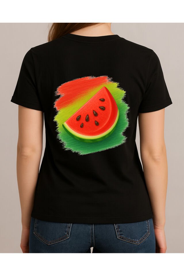 Tişört Unisex (Karpuz) Siyah - L