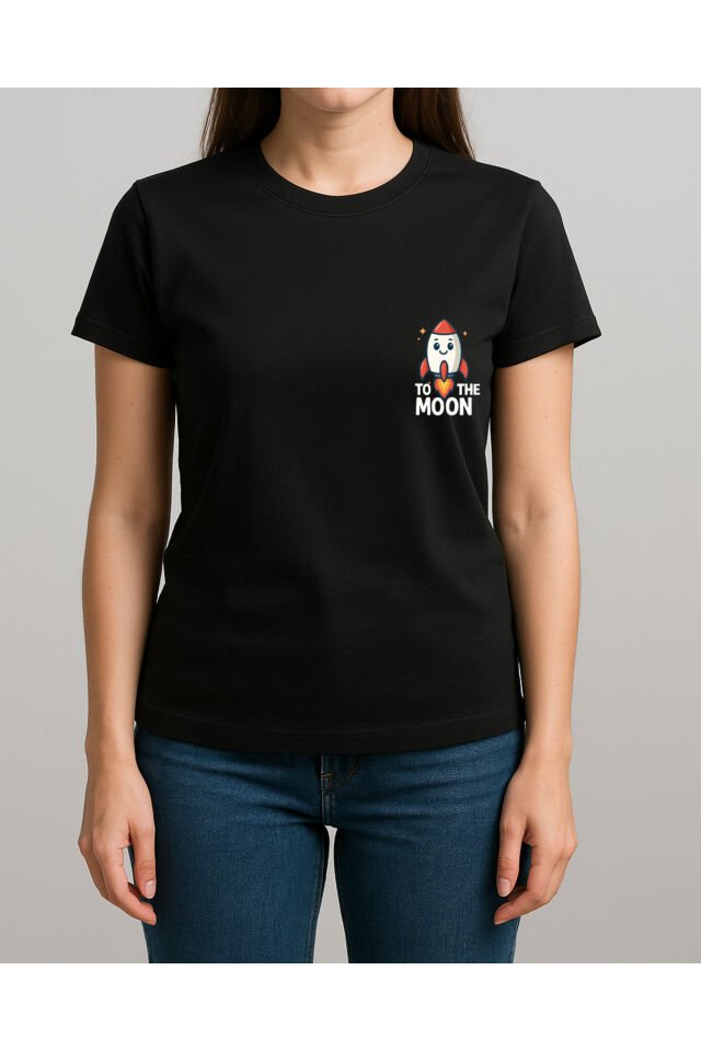 Tişört Unisex (Roket) Kadin Si̇yah - L