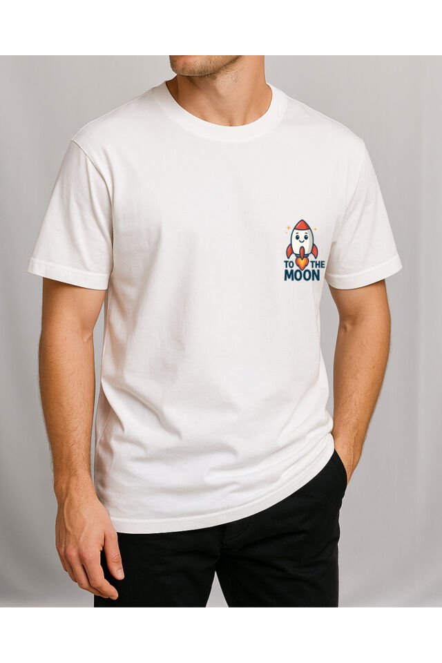 Tişört Unisex (Roket) Erkek Beyaz - XL