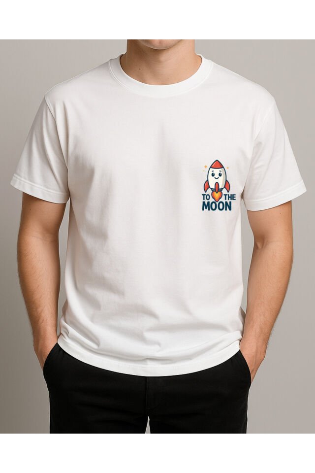 Tişört Unisex (Roket) Erkek Beyaz - 2XL