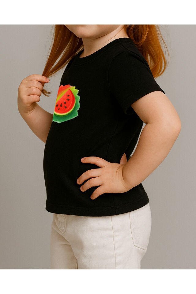 Tişört Unisex Çocuk (Karpuz) Siyah - 4-5 Yaş