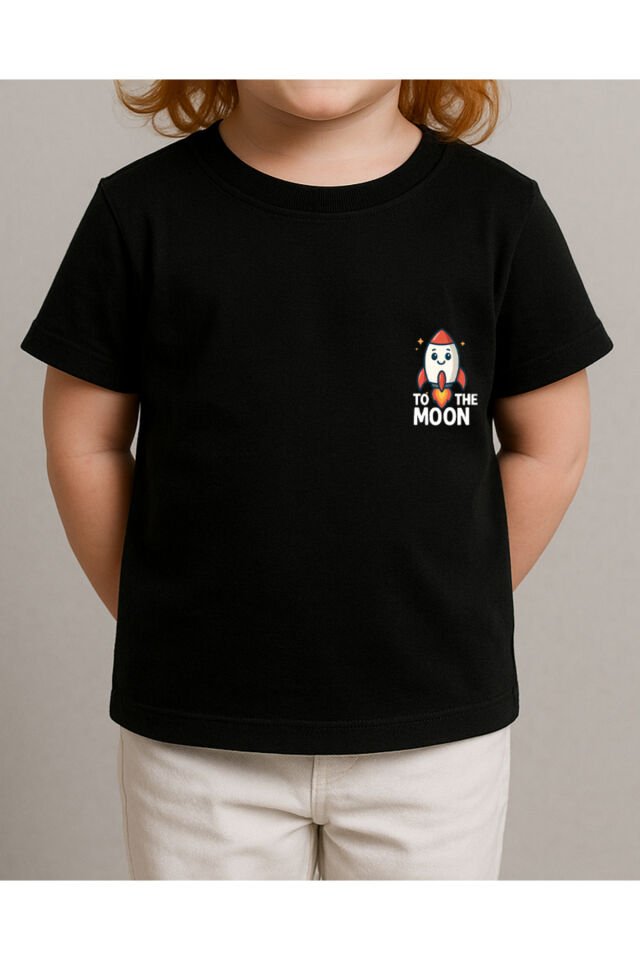 Tişört Unisex Çocuk (Roket) Kiz Si̇yah - 4-5 Yaş