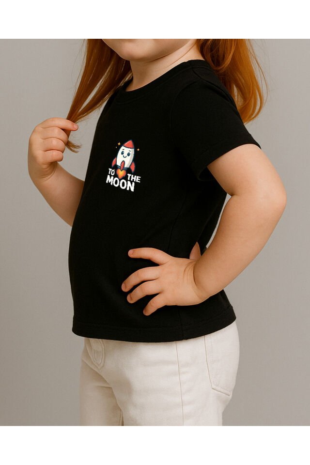 Tişört Unisex Çocuk (Roket) Kiz Si̇yah - 4-5 Yaş