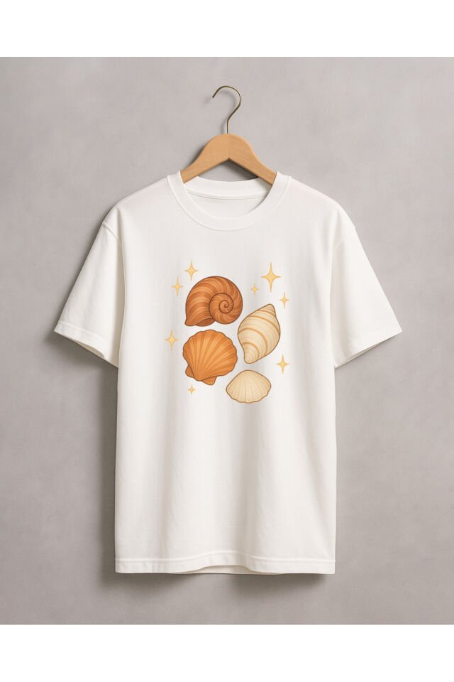 Tişört Unisex (Deniz Kabuğu Karışık) Beyaz - M
