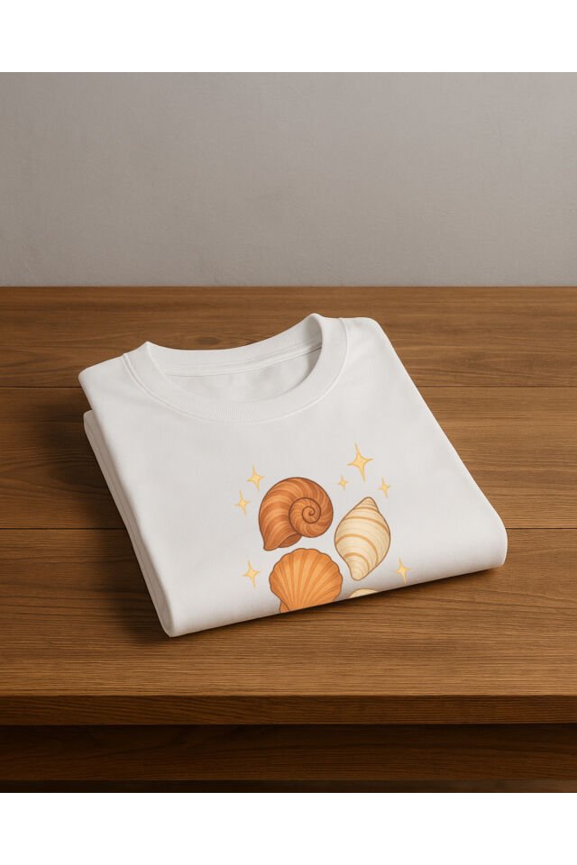 Tişört Unisex (Deniz Kabuğu Karışık) Beyaz - M