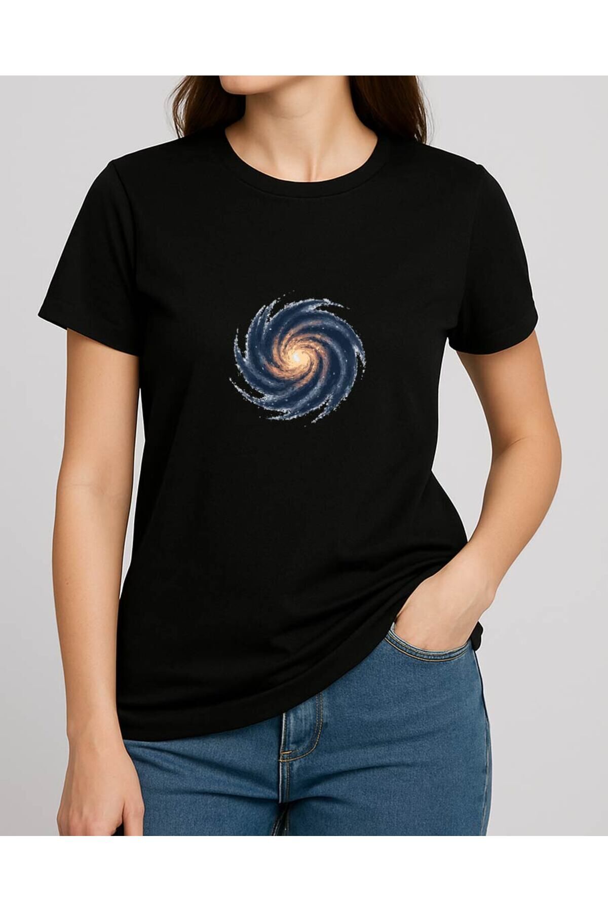 Tişört Unisex (Samanyolu) Kadin Si̇yah - M
