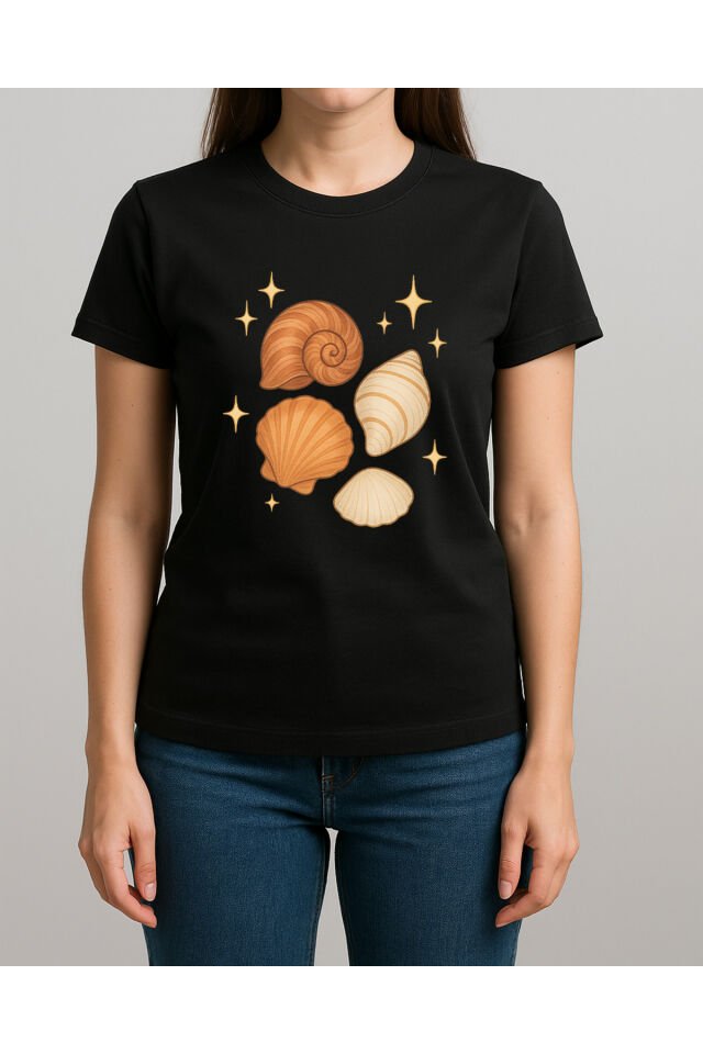 Tişört Unisex (Deniz Kabuğu Karışık) Siyah - M