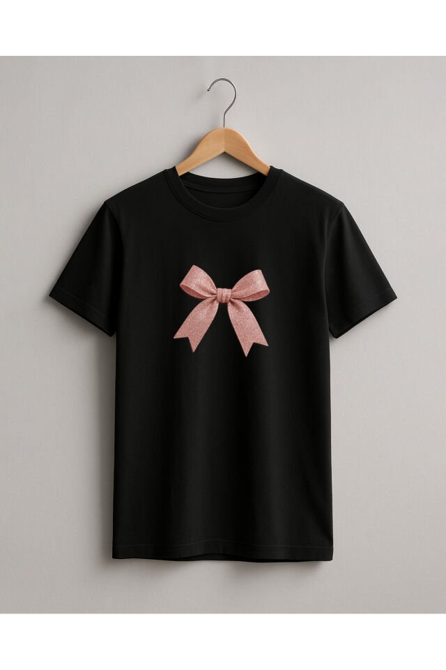 Tişört Unisex (Simli Kurdele) Kadin Si̇yah - L