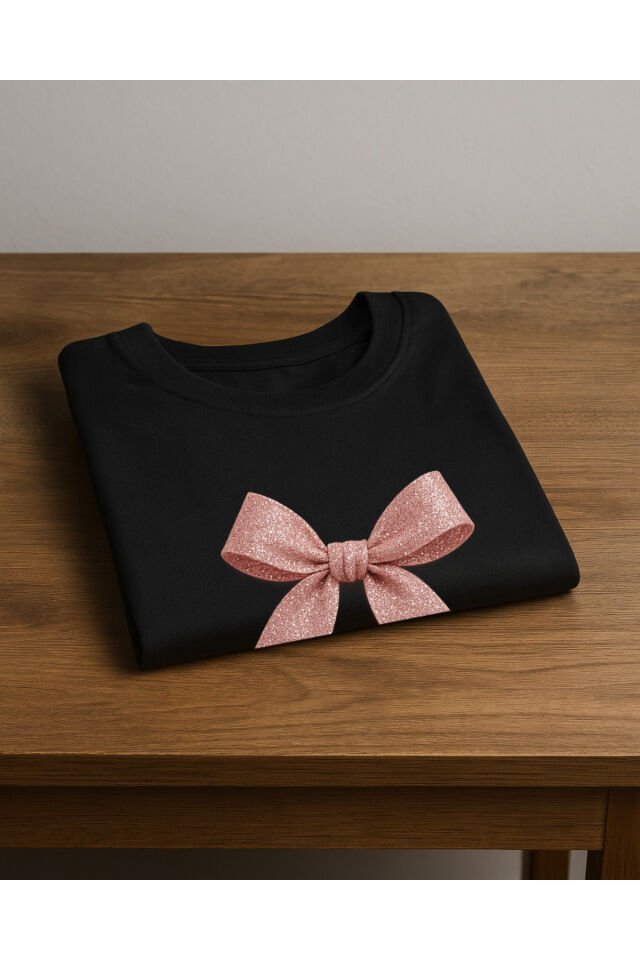 Tişört Unisex (Simli Kurdele) Kadin Si̇yah - M