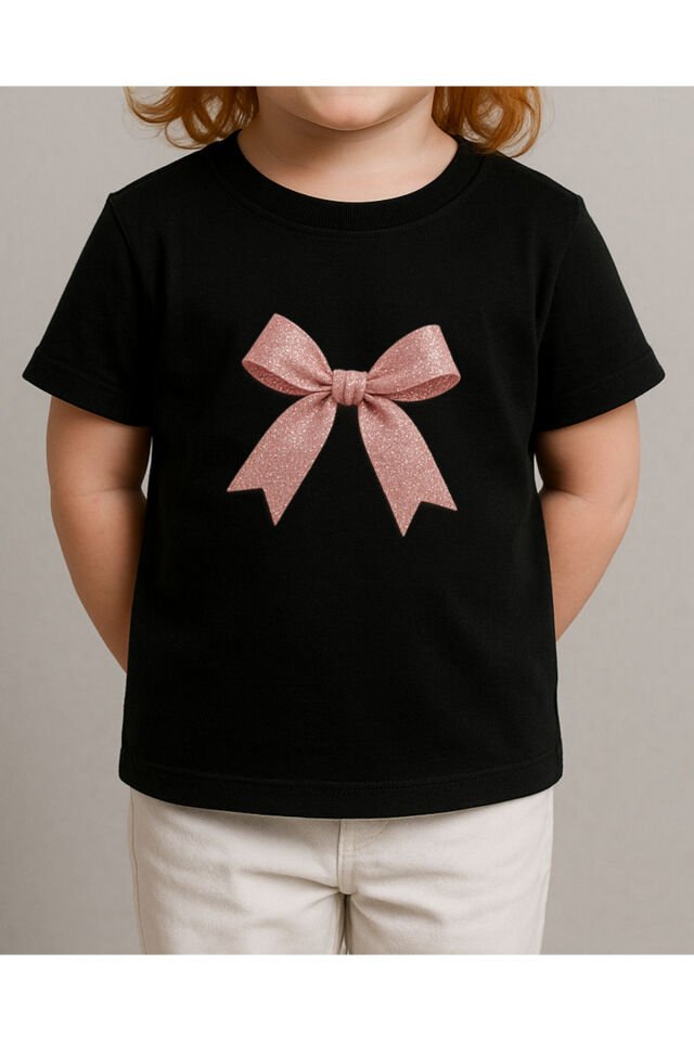 Tişört Unisex Çocuk (Simli Kurdele) Kiz Si̇yah - 4-5 Yaş