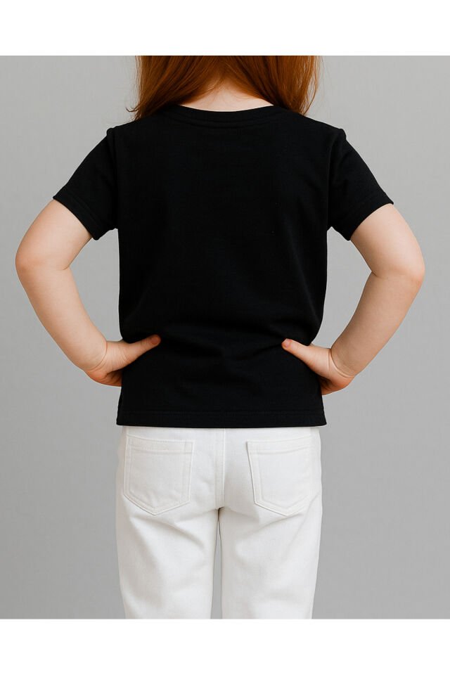 Tişört Unisex Çocuk (Simli Kurdele) Kiz Si̇yah - 4-5 Yaş