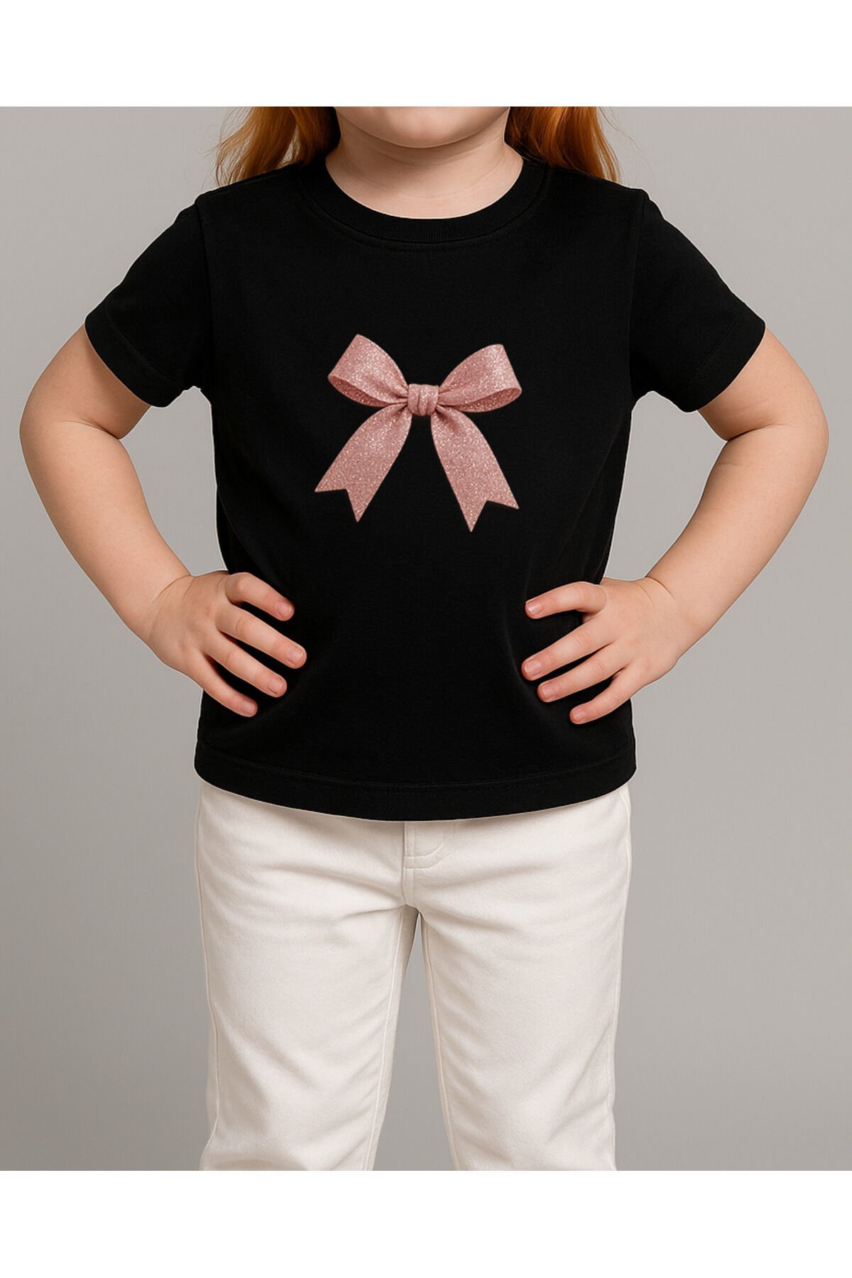Tişört Unisex Çocuk (Simli Kurdele) Kiz Si̇yah - 10-11 Yaş