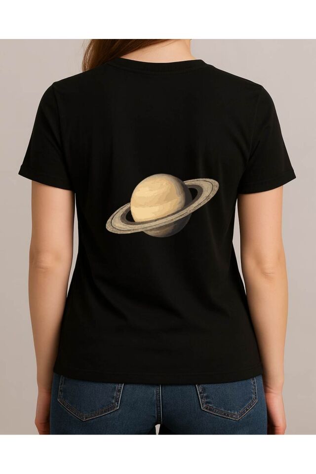 Tişört Unisex (Satürn) Kadin Si̇yah - M
