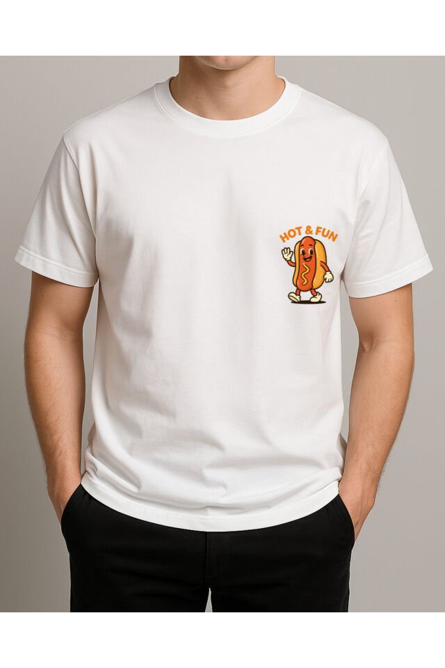 Tişört Unisex (Sosisli) Erkek Beyaz - S