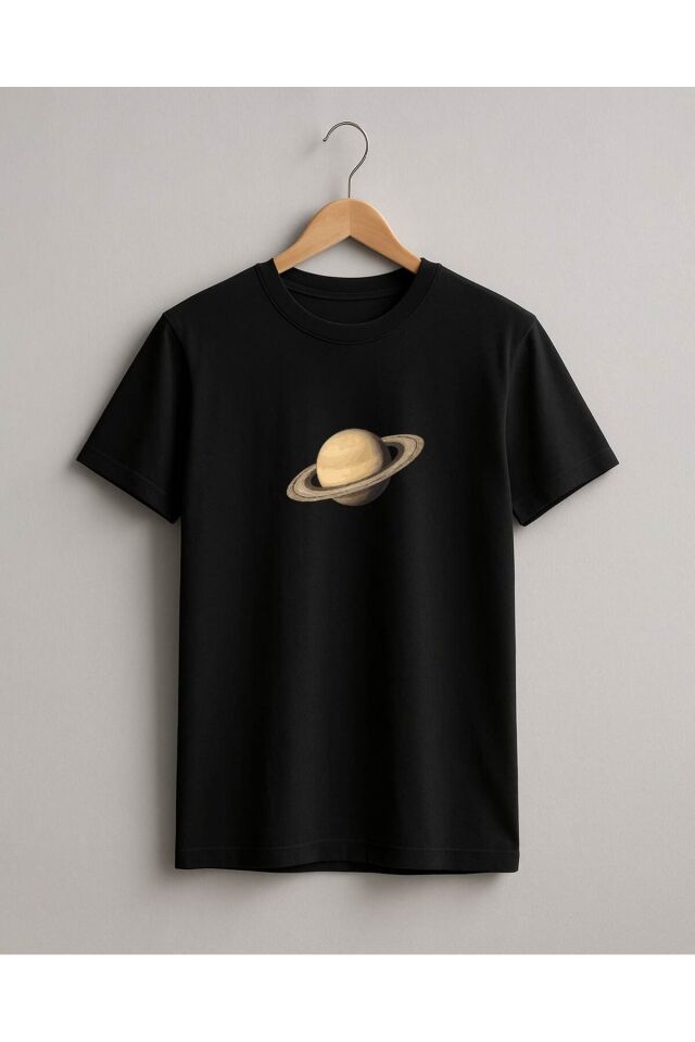 Tişört Unisex (Satürn) Erkek Si̇yah - XL