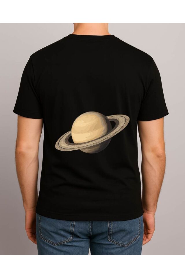 Tişört Unisex (Satürn) Erkek Si̇yah - M