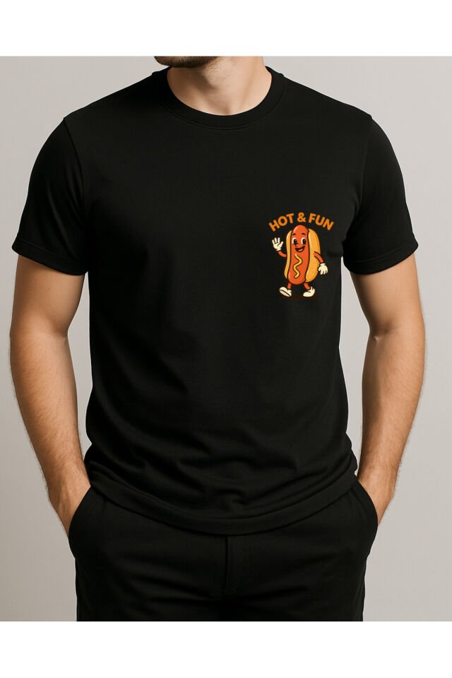 Tişört Unisex (Sosisli) Erkek Si̇yah - XL
