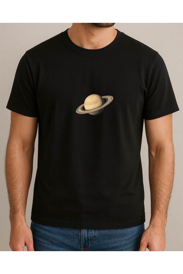Tişört Unisex (Satürn) Erkek Si̇yah - 2XL