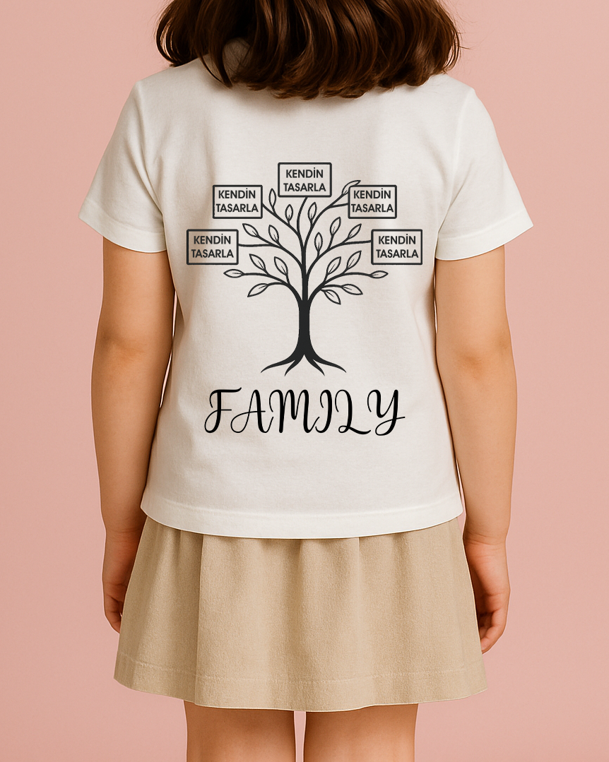Kendin Tasarla Tişört Kız Çocuk-Aile Ağacı