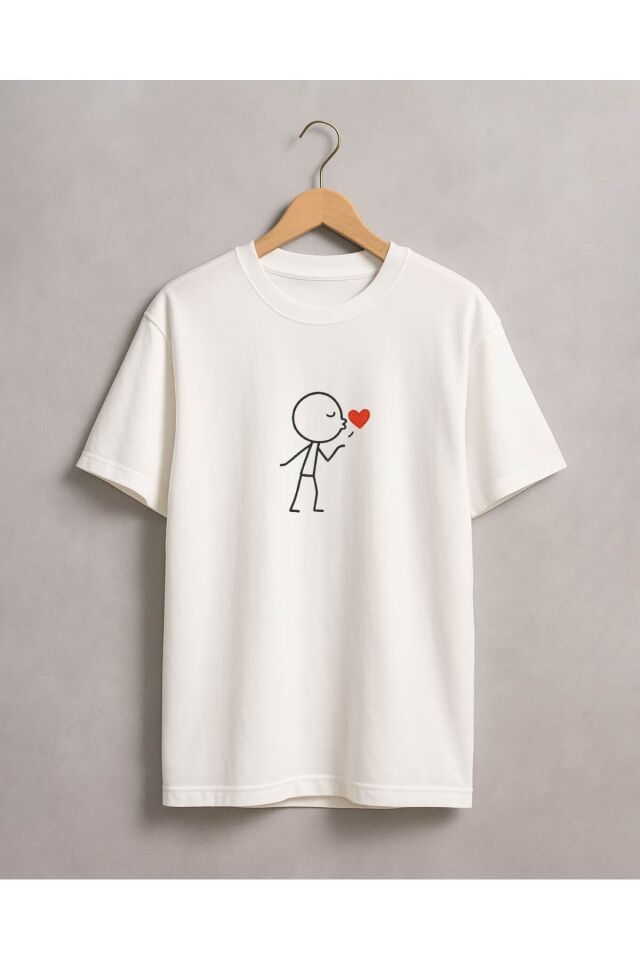 Tişört Unisex (Öpücük Atan Çift) Erkek - XL