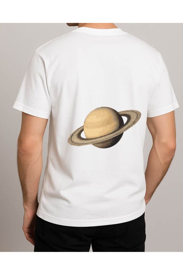Tişört Unisex (Satürn) Erkek Beyaz - M
