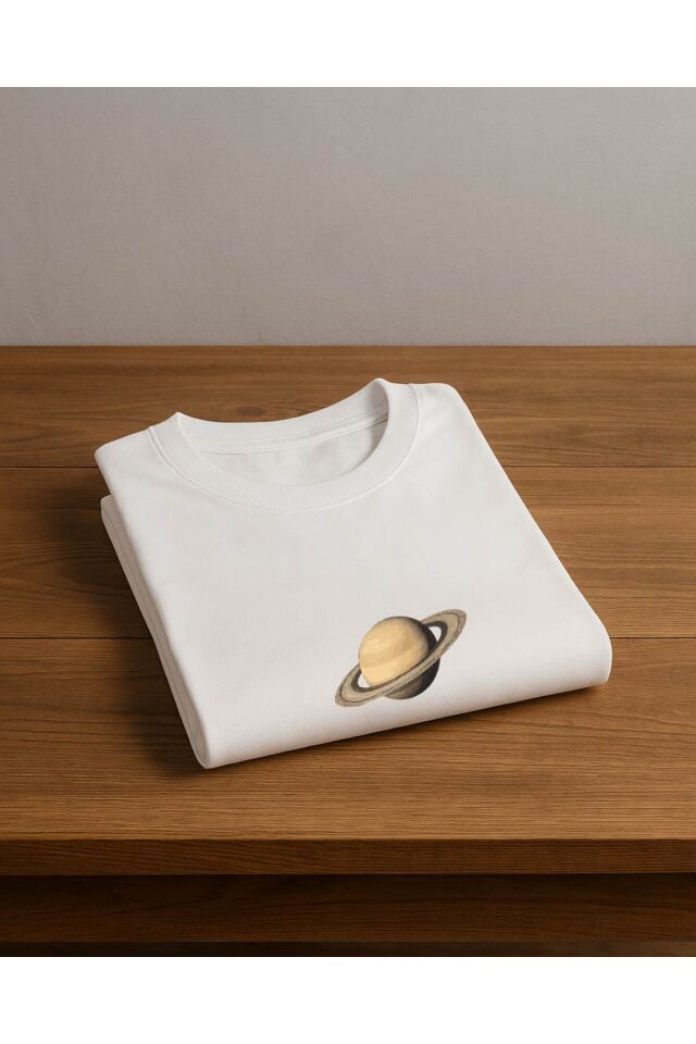 Tişört Unisex (Satürn) Kadin Beyaz - L