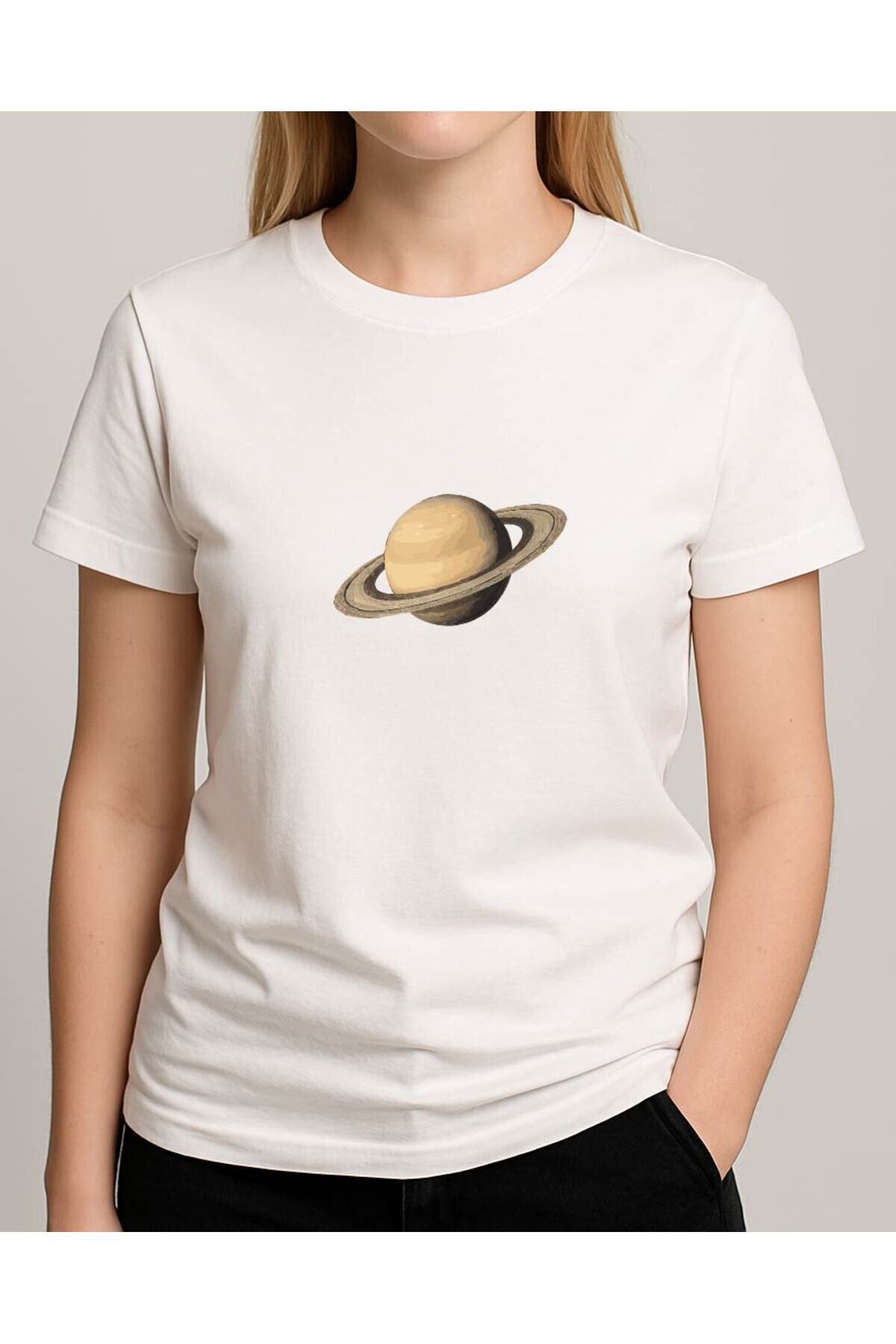 Tişört Unisex (Satürn) Kadin Beyaz - 2XL