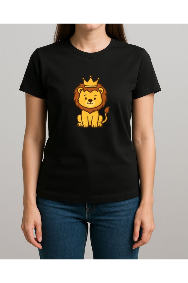 Tişört Unisex (Aslan) Kadin Si̇yah - XL