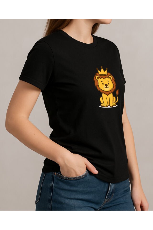 Tişört Unisex (Aslan) Kadin Si̇yah - XL