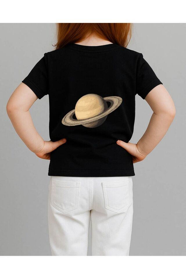 Tişört Unisex Çocuk (Satürn) Kiz Si̇yah - 4-5 Yaş