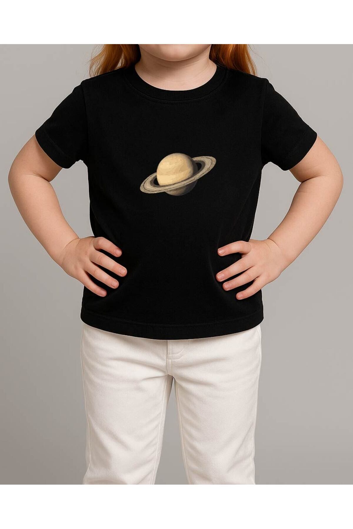 Tişört Unisex Çocuk (Satürn) Kiz Si̇yah - 4-5 Yaş