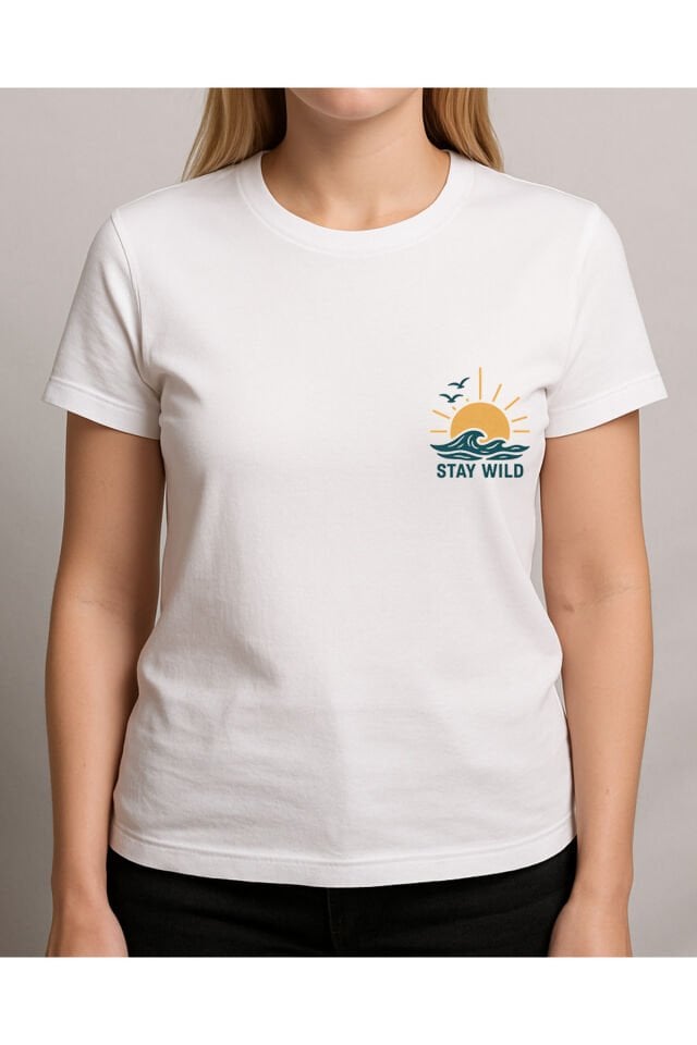 Tişört Unisex (Stay Wild) Kadin Beyaz - M