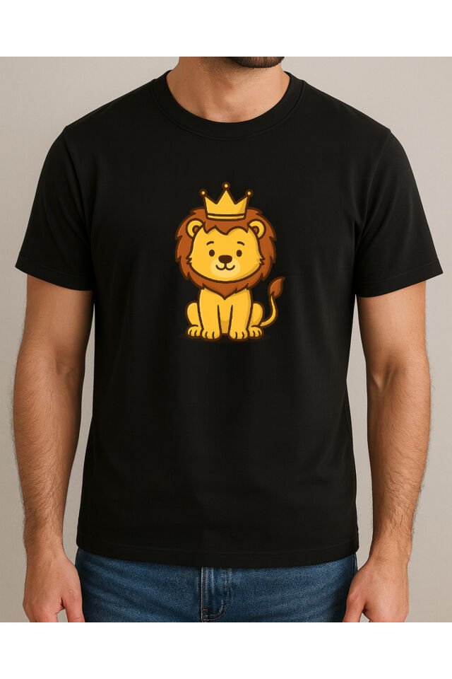 Tişört Unisex (Aslan) Erkek Si̇yah - 2XL