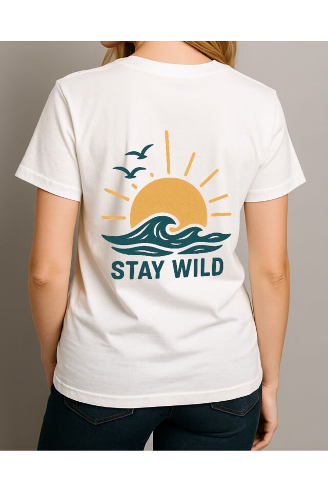 Tişört Unisex (Stay Wild) Kadin Beyaz - 2XL