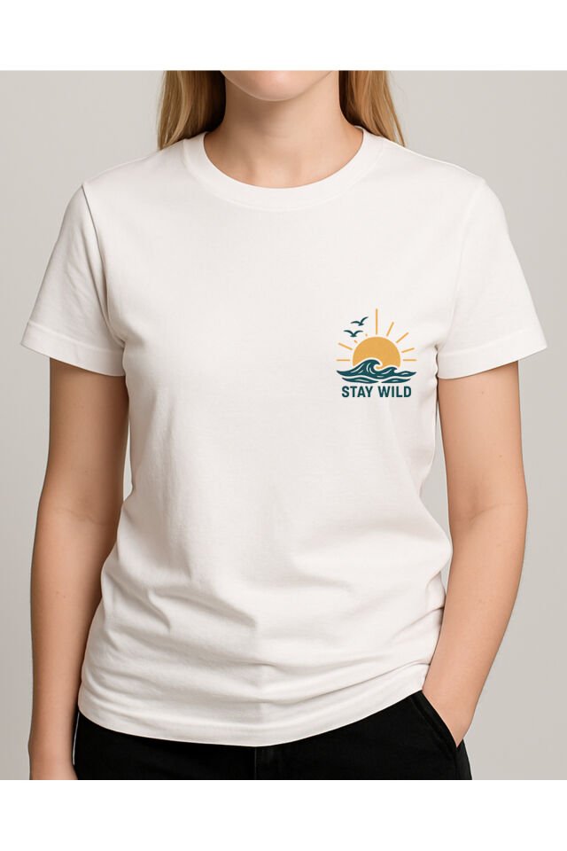 Tişört Unisex (Stay Wild) Kadin Beyaz - 2XL