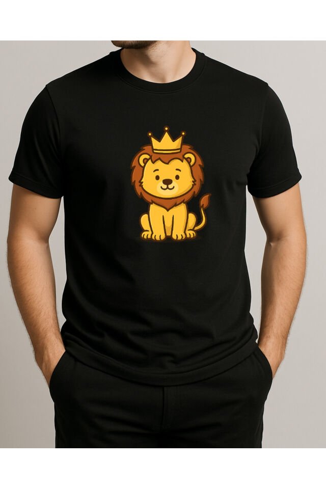 Tişört Unisex (Aslan) Erkek Si̇yah - XL