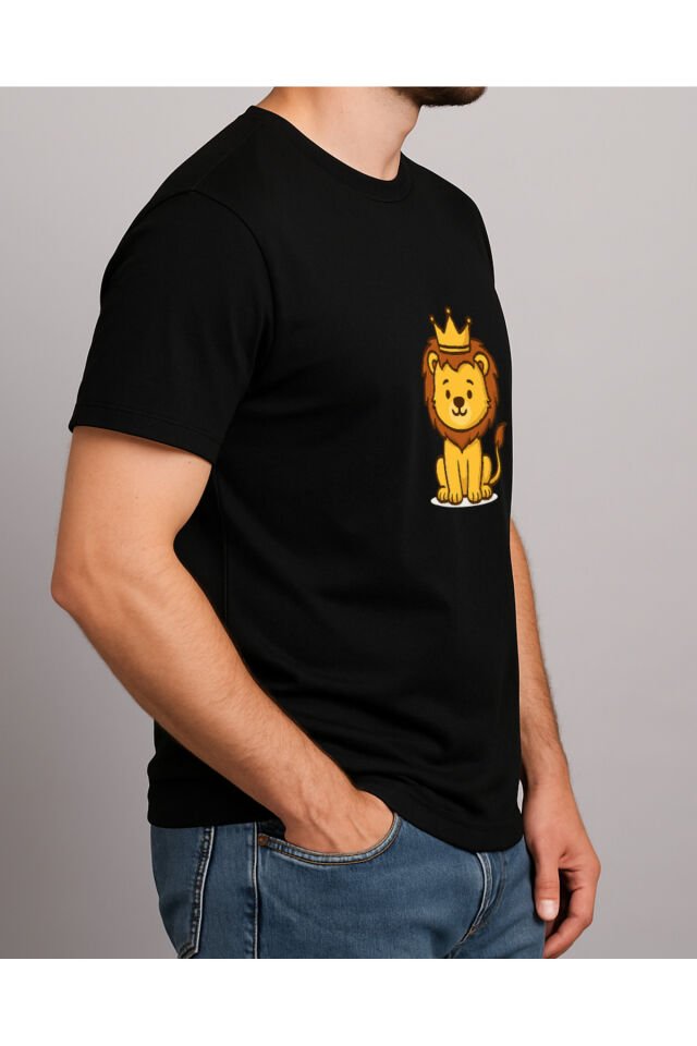 Tişört Unisex (Aslan) Erkek Si̇yah - L