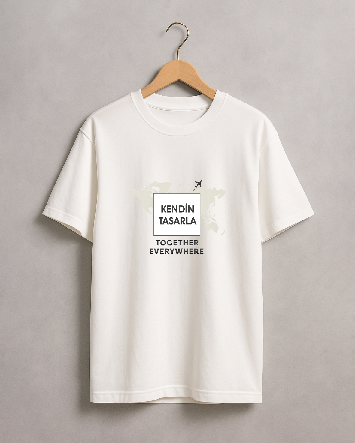 Kendin Tasarla Tişört Erkek-Dünya Beyaz - 2XL