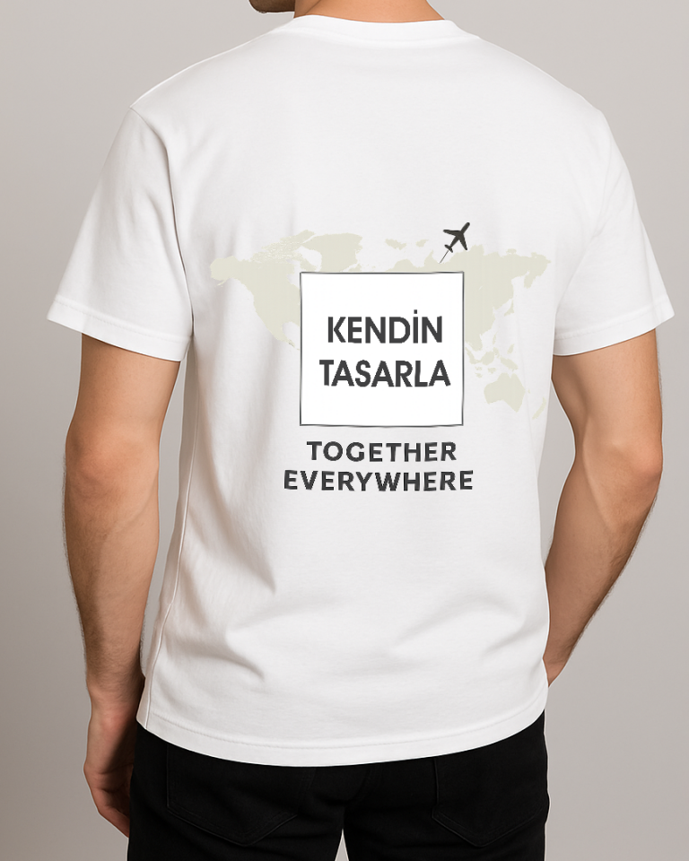 Kendin Tasarla Tişört Erkek-Dünya Beyaz - 2XL