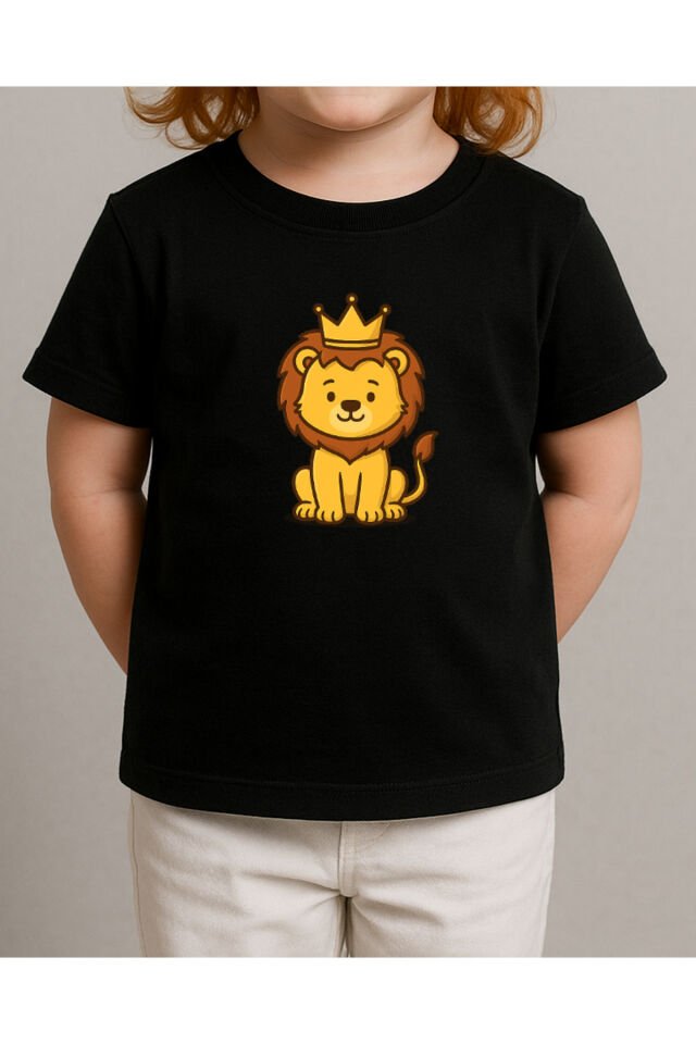 Tişört Unisex Çocuk (Aslan) Kiz Si̇yah - 4-5 Yaş
